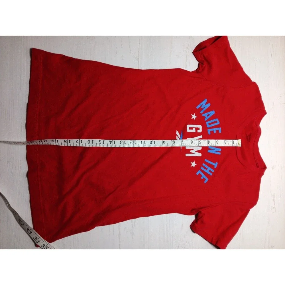 Reebok T-Shirt Womens Red Made In The Gym Short Sleeve USA Logo Top Size Small